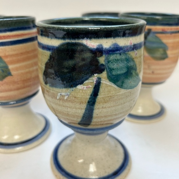 Studio Art Pottery / Set of 6/ Hand Thrown/ water-Wine Goblets / NWOT/ STUNNING - Picture 10 of 13
